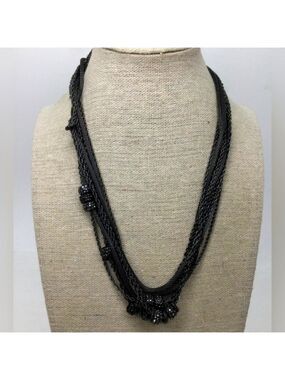 Talbots Hematite Tone Multi Strand Chain Necklace 16"